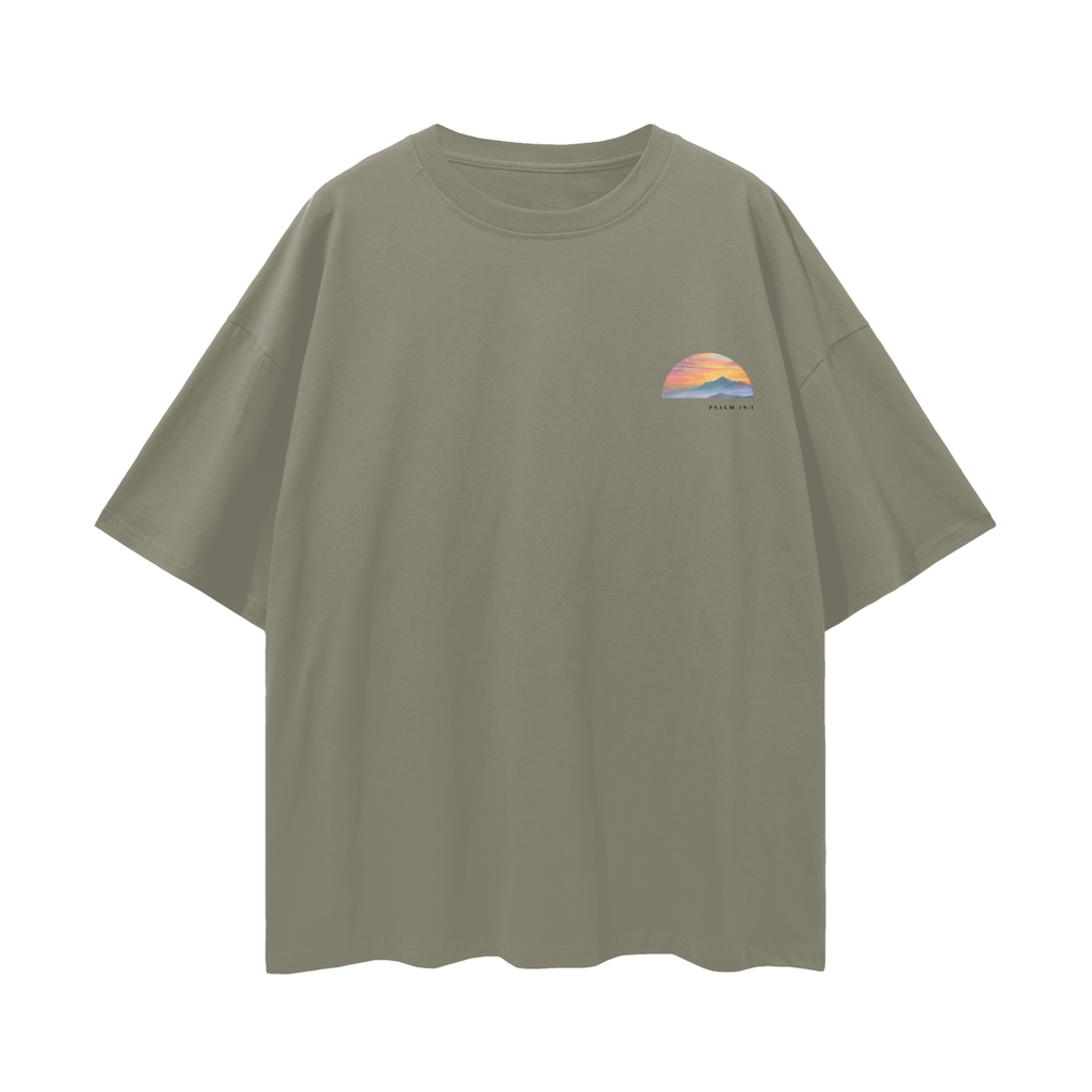 The Heavens Declare - Psalm 19 - Oversized Unisex Tee - Army Green